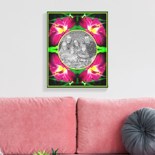 Daylily Flower Frame自分の写真を作成 キャンバスプリント (インサイチュ (リビング))