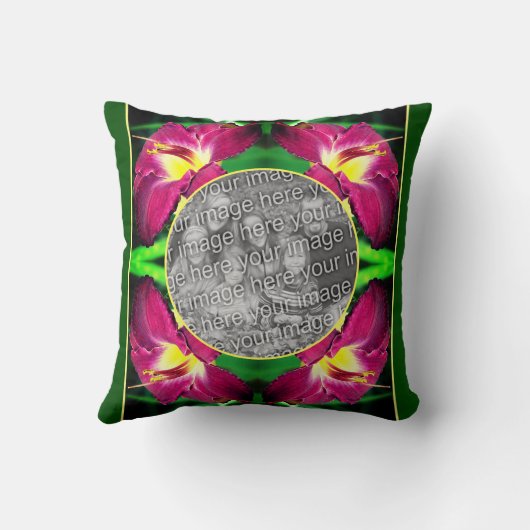 Daylily Flower Frame自分の写真を作成 クッション (裏面)