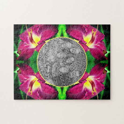 Daylily Flower Frame自分の写真を作成 ジグソーパズル (横)