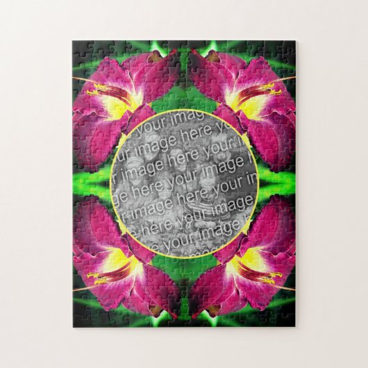 Daylily Flower Frame自分の写真を作成 ジグソーパズル (縦)