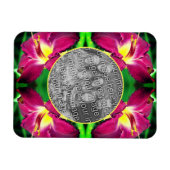 Daylily Flower Frame自分の写真を作成 マグネット (横)