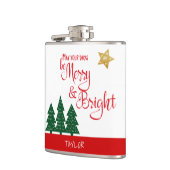 Days Be Merry Bright Script グリーンツリー ゴールドスター フラスク (左)