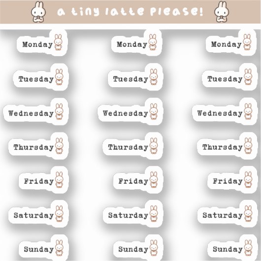 Days of the week sticker sheet シール (正面)