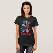 DAYS of the WEEK 'THURSDAY' Messy Bun America Flag Tシャツ (正面フル)