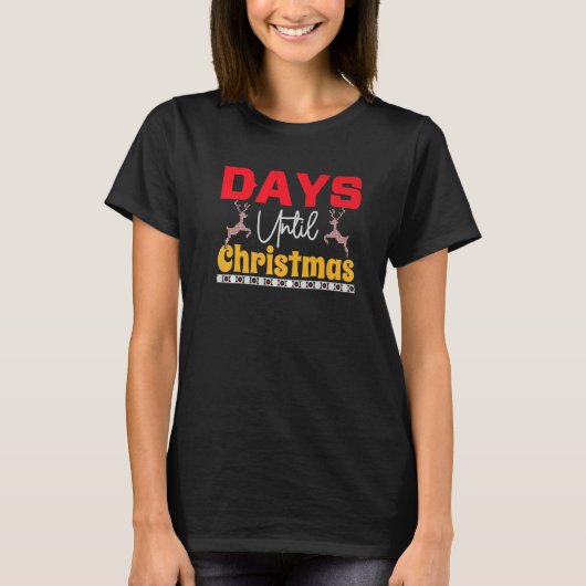 Days until Christmas Santa Hat Xmas PJ costume   Tシャツ (正面)
