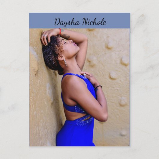 Daysha Nichole、青いドレス、はがき ポストカード (正面)