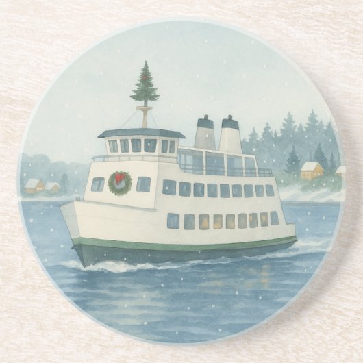 Daytime Ferry Christmas Card コースター (正面)