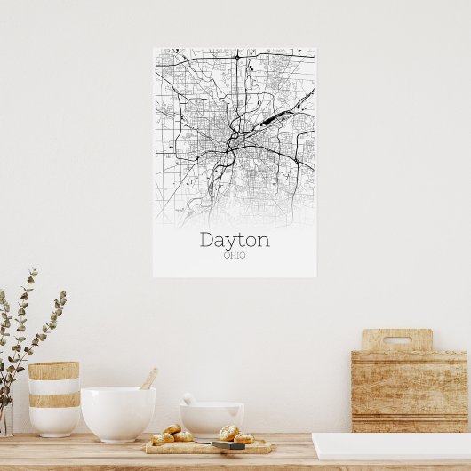 Dayton Map - Ohio - City Map Poster ポスター (キッチン)