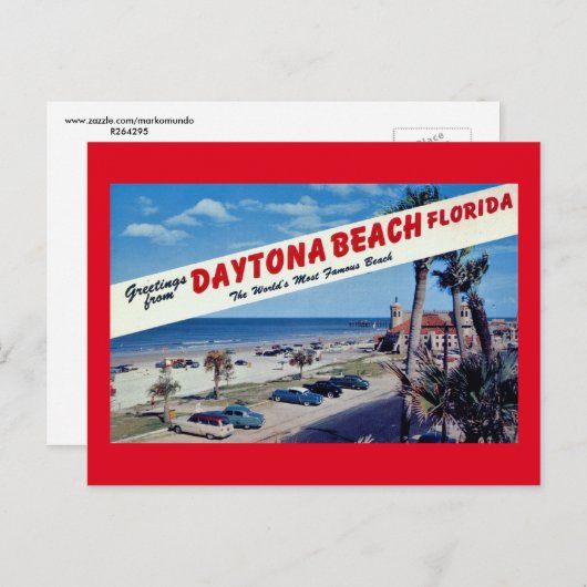 Daytonaビーチ、フロリダ州からの挨拶ヴィンテージ ポストカード (正面/裏面)