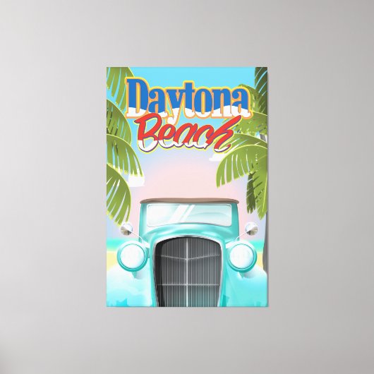 Daytonaビーチ,フロリダUSAヴィンテージ旅行ポスター キャンバスプリント (正面)