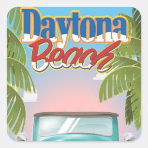 Daytonaビーチ,フロリダUSAヴィンテージ旅行ポスター スクエアシール