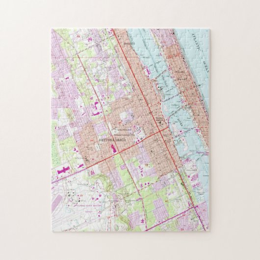 Daytona Beachフロリダ(1952年)のヴィンテージの地図 ジグソーパズル (縦)