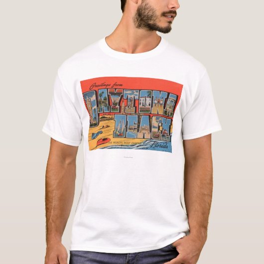 Daytona Beach、フロリダ-大きい手紙場面 Tシャツ (正面)