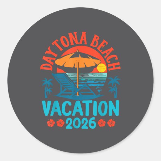 Daytona Beach Florida 2026 Family Vacation Summer ラウンドシール (正面)