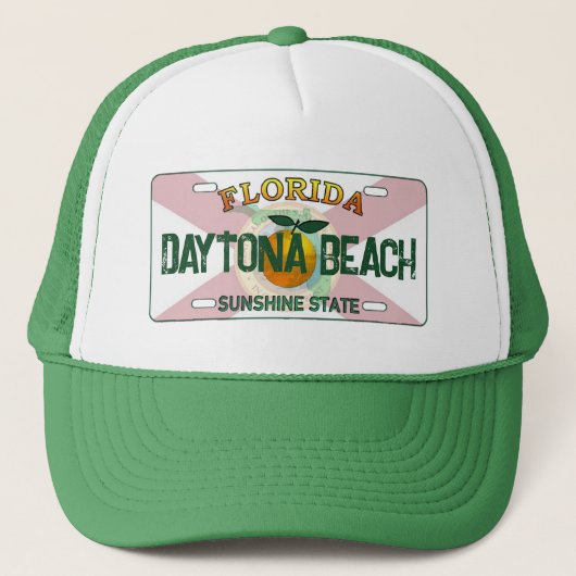Daytona Beach Florida flag license plate hat キャップ (正面)