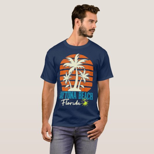 Daytona Beach Florida Palm Trees Orange Sunset Tシャツ (正面フル)