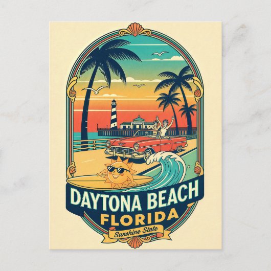 Daytona Beach Florida Retro 1950s ポストカード (正面)