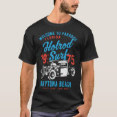 Daytona Beach Florida Retro Hotrod Surf Distressed Tシャツ (正面)