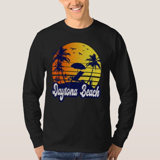 Daytona Beach Florida Sunset Beach Retro Tシャツ (正面)