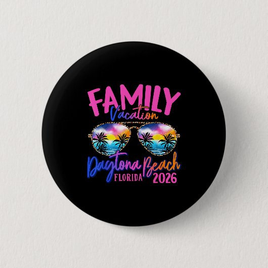 Daytona Beach Florida Vacation 2026 Matching Famil 缶バッジ (正面)