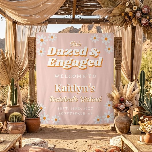 Dazed & Engaged Groovy 70s Bachelorette Party タペストリー