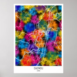 Dazhou China City Map ポスター