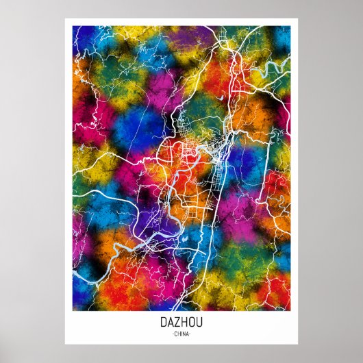 Dazhou China City Map ポスター (正面)