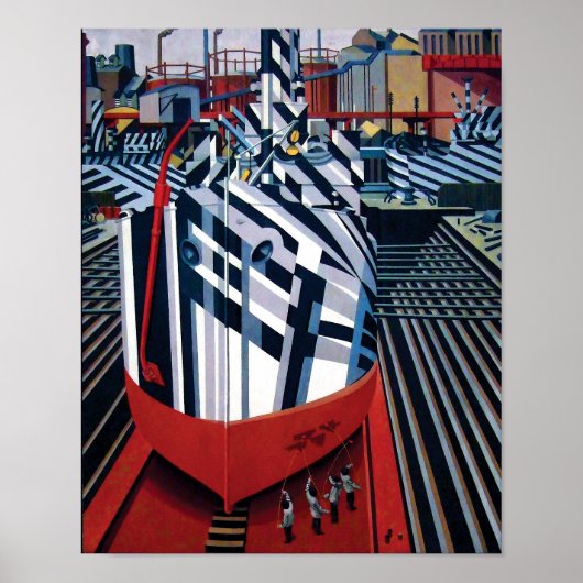 Dazzle-ships in Drydock at Liverpool Abstract Art ポスター (正面)