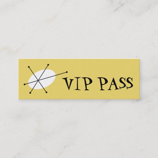 Dazzle Yellow 'VIP PASS'ビジネスカードスキニー スキニー名刺 (正面)