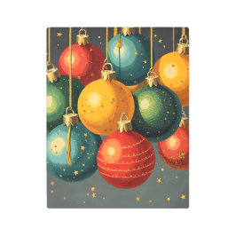 Dazzling Baubles: Festive Retro Christmas Ornament メタルプリント