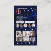  dazzling blue glitter Instagram QR code social 名刺 (正面)