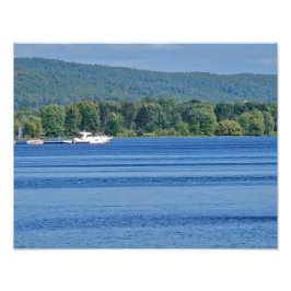 Dazzling Blue Lake on a bright summer day フォトプリント