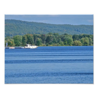 Dazzling Blue Lake on a bright summer day フォトプリント