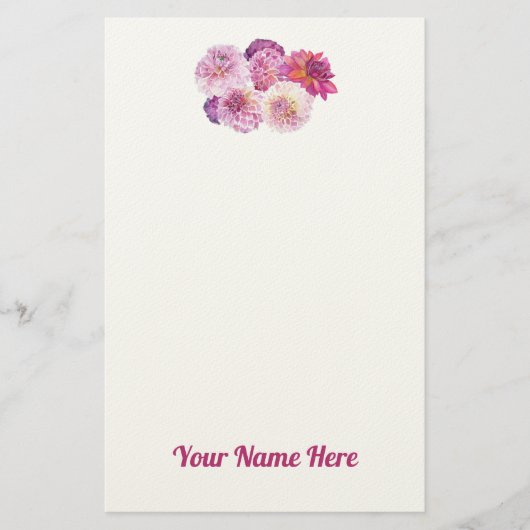 Dazzling Dahlias Personalized Stationery 便箋 (正面)
