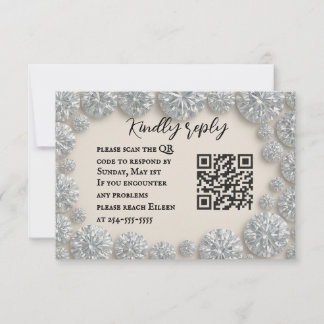 Dazzling Diamond QR Code Wedding RSVP Card