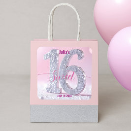dazzling diamond sweet sixteen pink glam birthday スクエアシール