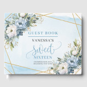 Dazzling Dusty Blue White Floral Sweet Sixteen 16 ゲストブック (正面)