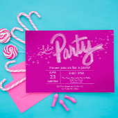 dazzling Hot Pink Let's Party 招待状