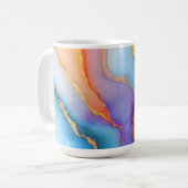 Dazzling Marble in Blues, Pinks, and Oranges コーヒーマグカップ (正面左)