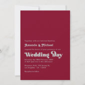 Dazzling Silver and Burgundy Typography Wedding 招待状 (正面)