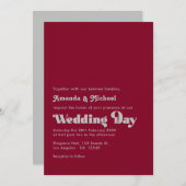 Dazzling Silver and Burgundy Typography Wedding 招待状 (正面/裏面)