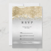 Dazzling silver and gold sparkle glitter RSVP  招待状 (正面)