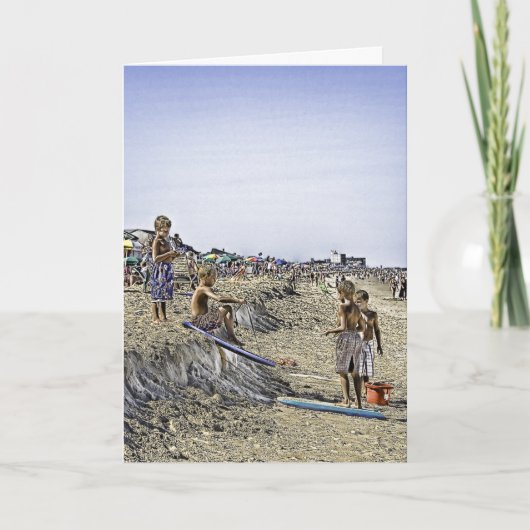 DBのエレベーターカードをサーフする男の子の砂 サンキューカード (正面)