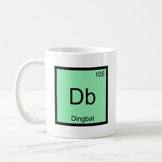 Db - Dingbat化学要素の記号のおもしろいなティー コーヒーマグカップ (左)