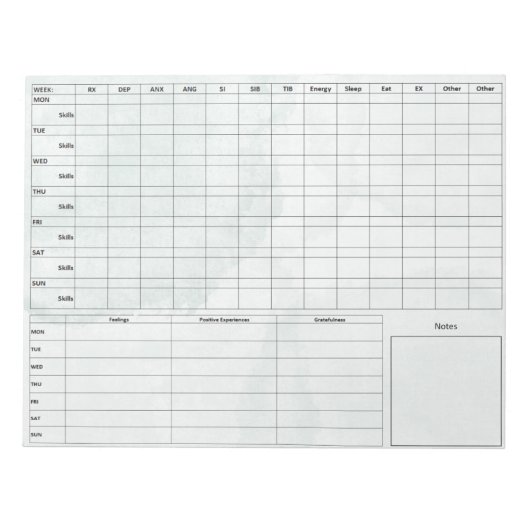 DBTデイリーカードメモ帳 – 40シートグリーンマーブル ノートパッド (正面)