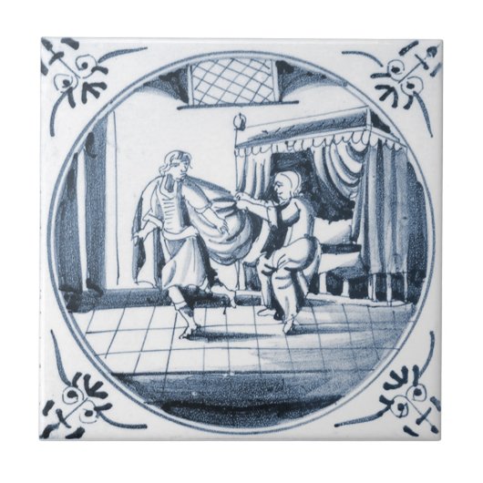 DBT01デルフトの聖書のデザインのセラミックタイル タイル (正面)