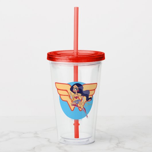 DCすごいヒーロー女子疑問に思女性 アクリルタンブラー (正面)