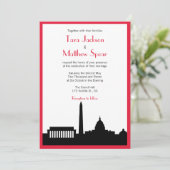 DCのスカイラインの結婚式招待状-赤いボーダー 招待状 (スタンド正面)