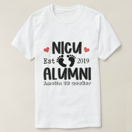 DCカスタムプリエミーシャツ、NICU生存者シャツ Tシャツ (デザイン正面)