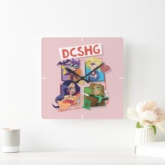 DCヒーロすごいガールズカルテット スクエア壁時計 (ホーム)